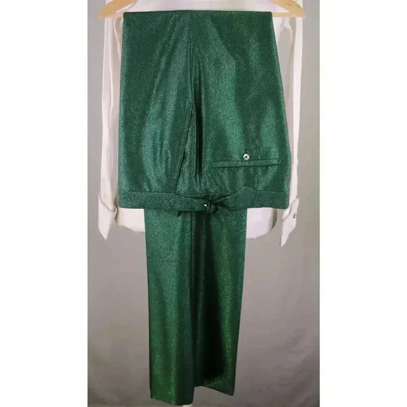 Edward Sexton Savile Row Custom Made for Adam Lambert Green Glitter 3Pc Suit 42L - Picture 14 of 14